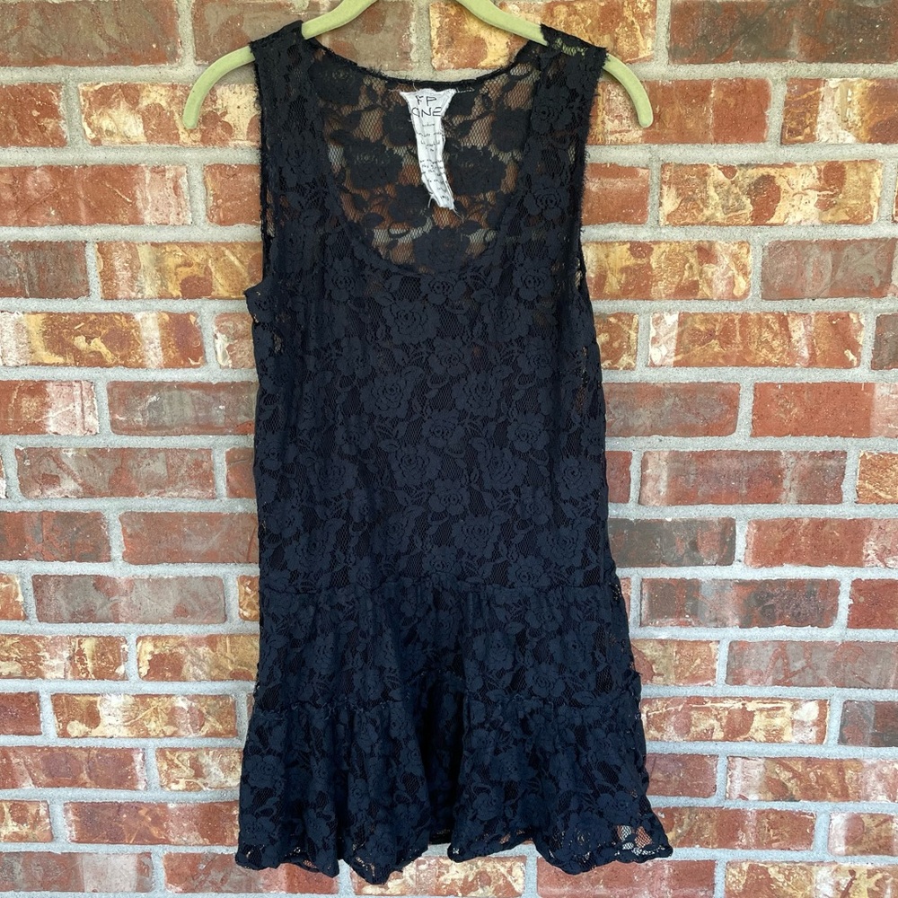 Free People Sheer Black Lace mini dress